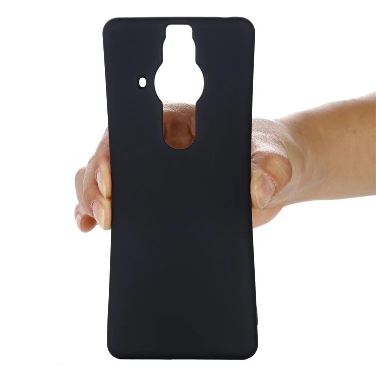 Para Sony Xperia Pro-I Funda de teléfono a prueba de golpes con forro de microfibra suave y silicona líquida - Negro