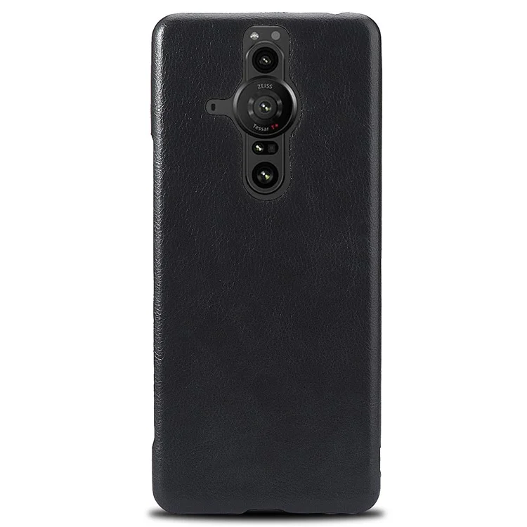 Para Sony Xperia Pro-I Litchi Texture PU Cuero Recubierto PC Hard PC Anti-Scratch Back Case - Negro