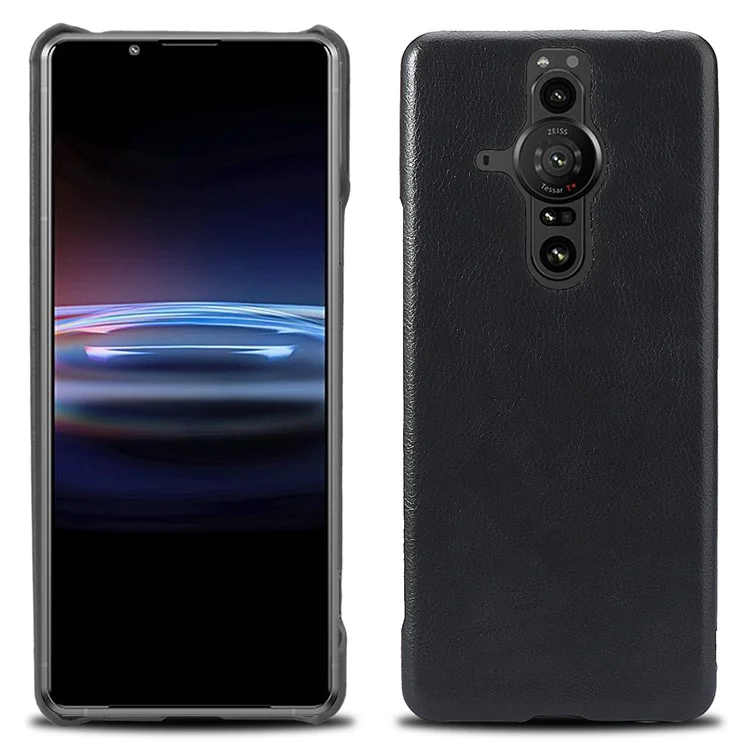 Para Sony Xperia Pro-I Litchi Texture PU Cuero Recubierto PC Hard PC Anti-Scratch Back Case - Negro
