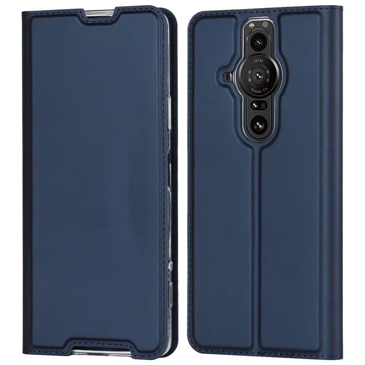 Per Sony Xperia Pro-I Slot Slot PU Pettura Pitura Caso Magnetico Assorbimento Coperchio di Ribaltamento - Blu