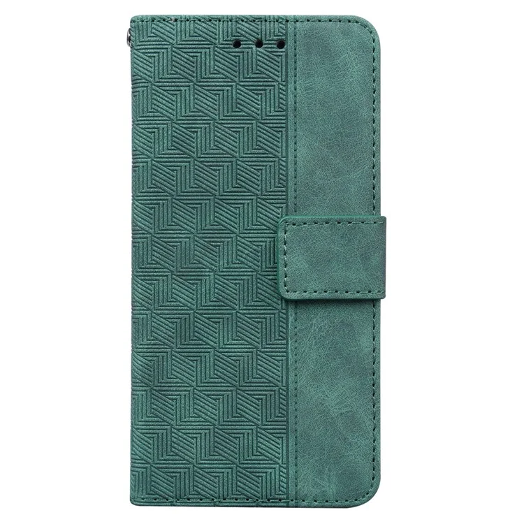 Per Sony Xperia 10 III 5G Custodia a portafoglio in pelle con motivo geometrico stampato, chiusura magnetica e supporto - Verde