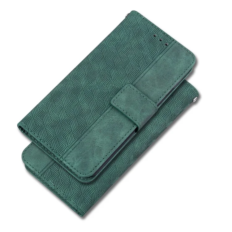 Per Sony Xperia 10 III 5G Custodia a portafoglio in pelle con motivo geometrico stampato, chiusura magnetica e supporto - Verde