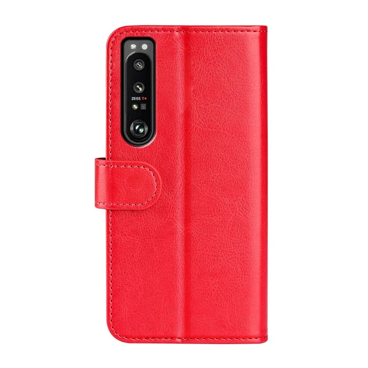 Für Sony Xperia 1 iv Stilvolle Verrückte Pferde Textur Folio Telefonabdeckung Shell Flip PU Leder Brieftasche Telefon Hülle - Rot