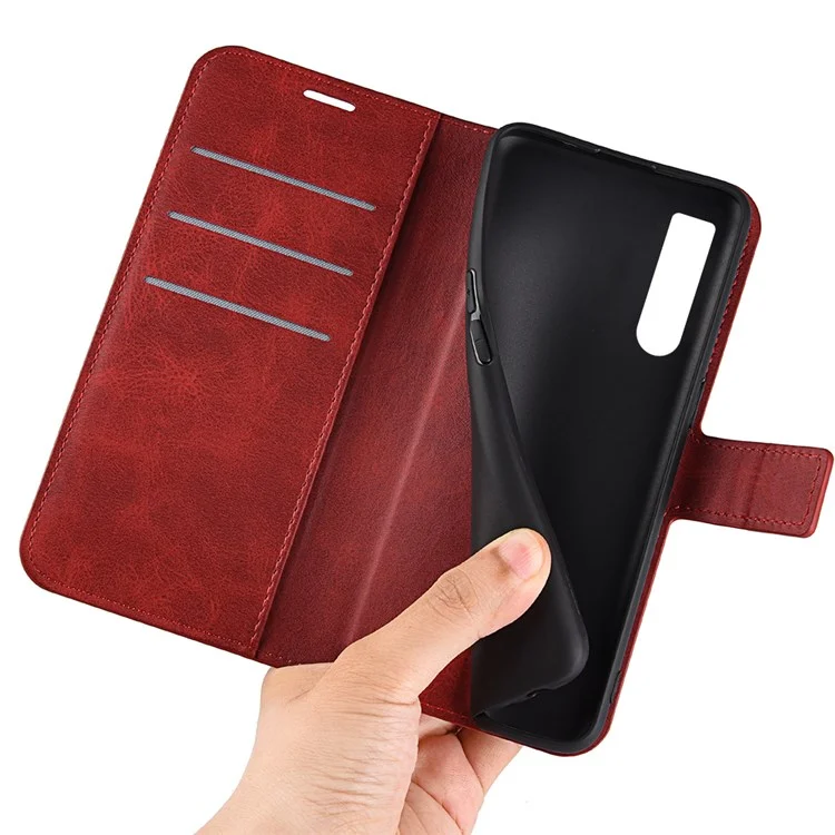For Sony Xperia 1 IV Anti-scratch Textured PU Leather Shell Adjustable Stand Magnetic Closing Wallet Case - Red