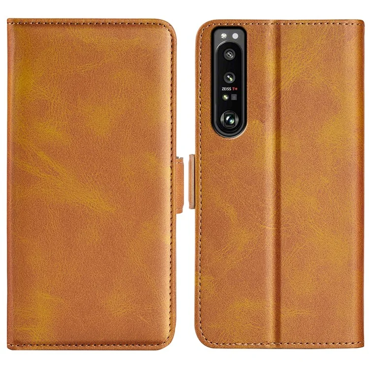 Für Sony Xperia 1 IV Kratzfeste Strukturierte Strukturierte Pu-leder-telefonhülle Ballet-design Folio Flip Phone Cover - Gelb