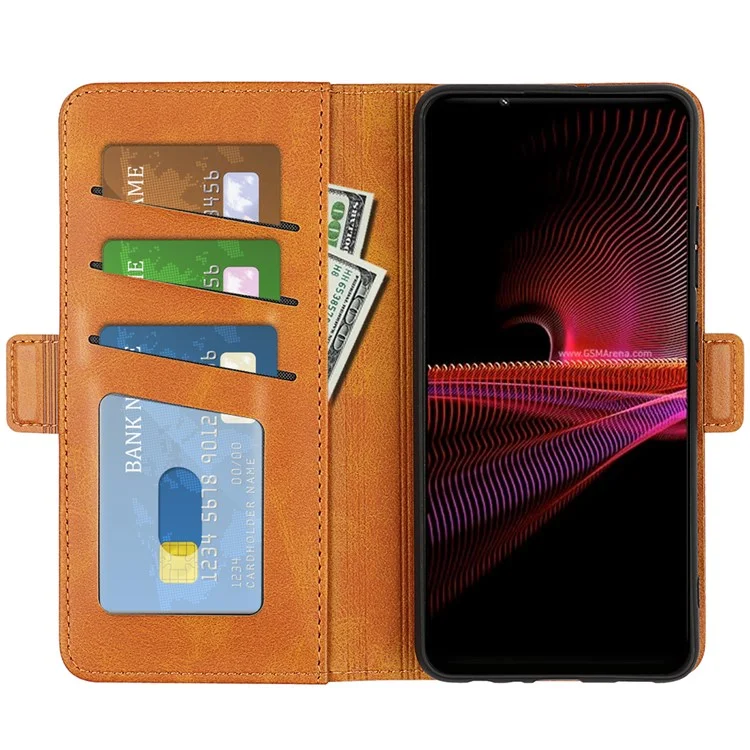 Für Sony Xperia 1 IV Kratzfeste Strukturierte Strukturierte Pu-leder-telefonhülle Ballet-design Folio Flip Phone Cover - Gelb