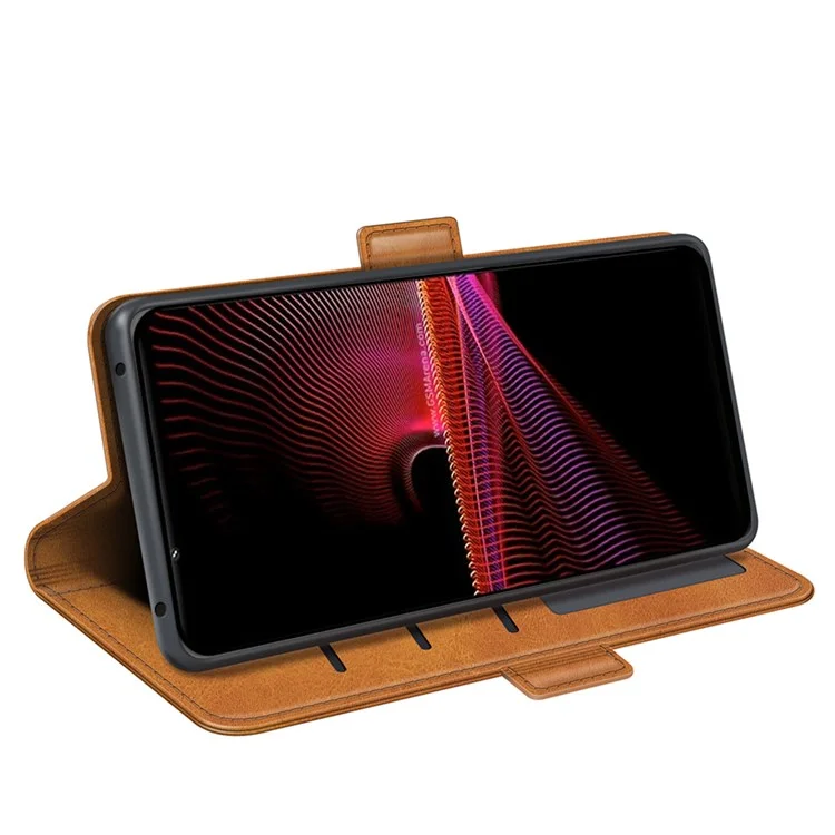 Für Sony Xperia 1 IV Kratzfeste Strukturierte Strukturierte Pu-leder-telefonhülle Ballet-design Folio Flip Phone Cover - Gelb