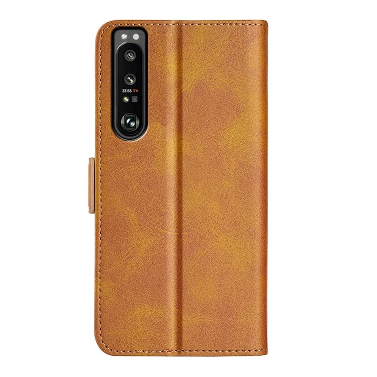 Für Sony Xperia 1 IV Kratzfeste Strukturierte Strukturierte Pu-leder-telefonhülle Ballet-design Folio Flip Phone Cover - Gelb
