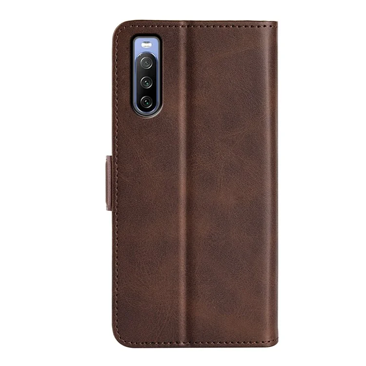 Für Sony Xperia 10 IV Folio Flip Strukturierte PU Leder-handy-hülle Ballet-brieftaschen-design Gut Geschütztes Handyabdeckung - Braun