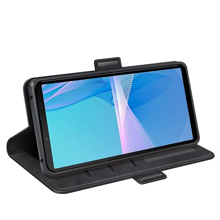 Para Sony Xperia 10 IV Folio Flip Texturizado Capa de Telefone de Couro PU com Design de Carteira Bem Protegida - Preto