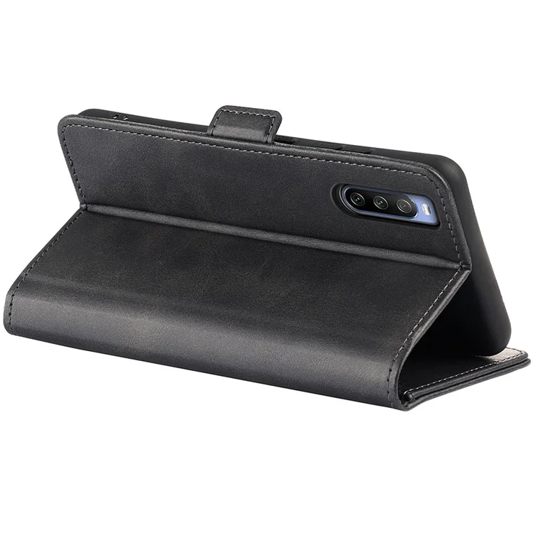 Para Sony Xperia 10 IV Folio Folio Flip Textured PU Cuero Case de Teléfono Soporte Diseño de la Billetera Bien Protegida Cubierta de Teléfonos Celulares - Negro