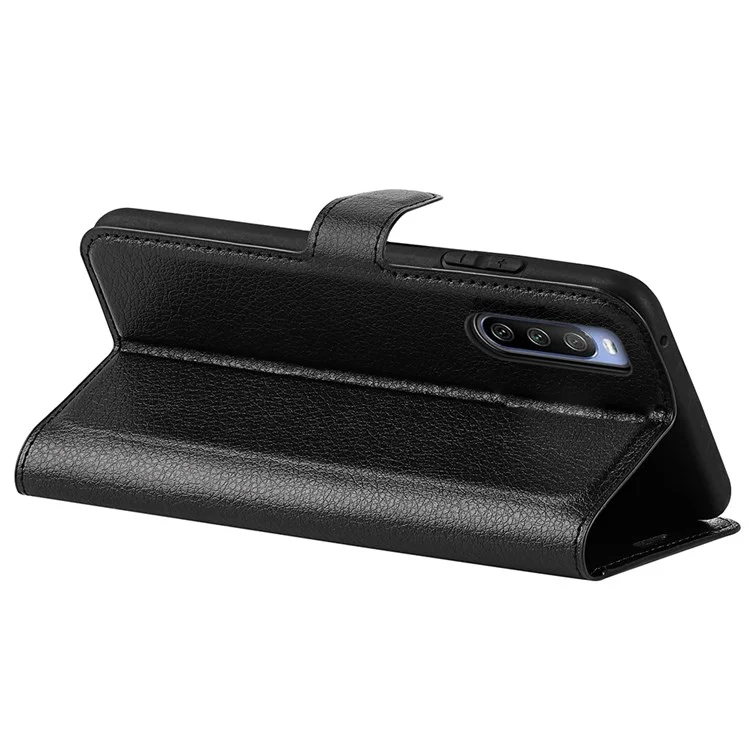 Für Sony Xperia 10 IV Stoßfest Kratzfest Litchi Textur PU Leder Handyhülle Ständer Brieftasche Schutzhülle - Schwarz