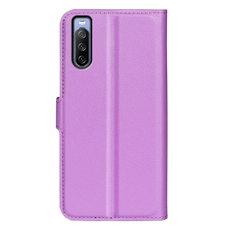 Para Sony Xperia 10 IV Anti-queda Anti-arranhões Textura Litchi Couro PU Capa de Telefone Stand Wallet Protective Cover - Roxo