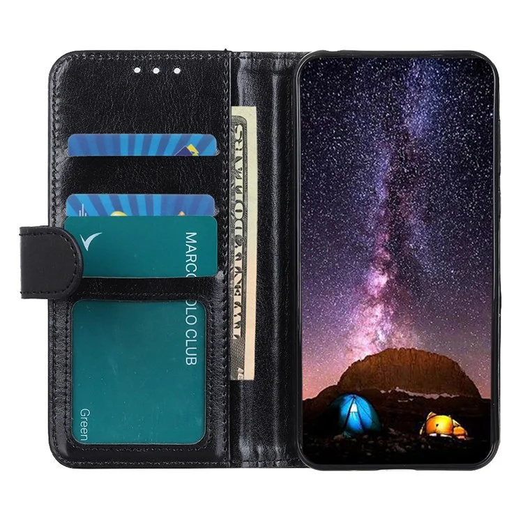 Für Sony Xperia 1 IV Leder Schutzhülle Crazy Horse Textur Wallet Funktion Horizontaler Ständer Flip Case - Schwarz