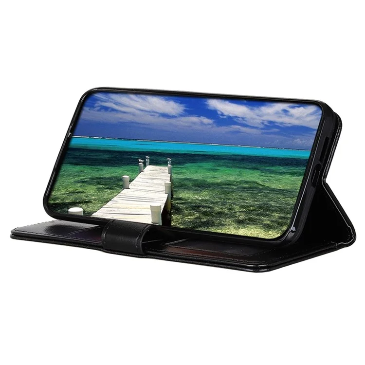 Für Sony Xperia 1 IV Leder Schutzhülle Crazy Horse Textur Wallet Funktion Horizontaler Ständer Flip Case - Schwarz