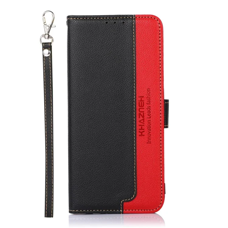 KHAZNEH für Sony Xperia 10 IV Folio Flip Wallet RFID-blockierender Handyhülle mit Litchi-Textur, Lederschutz und Ständer - Schwarz