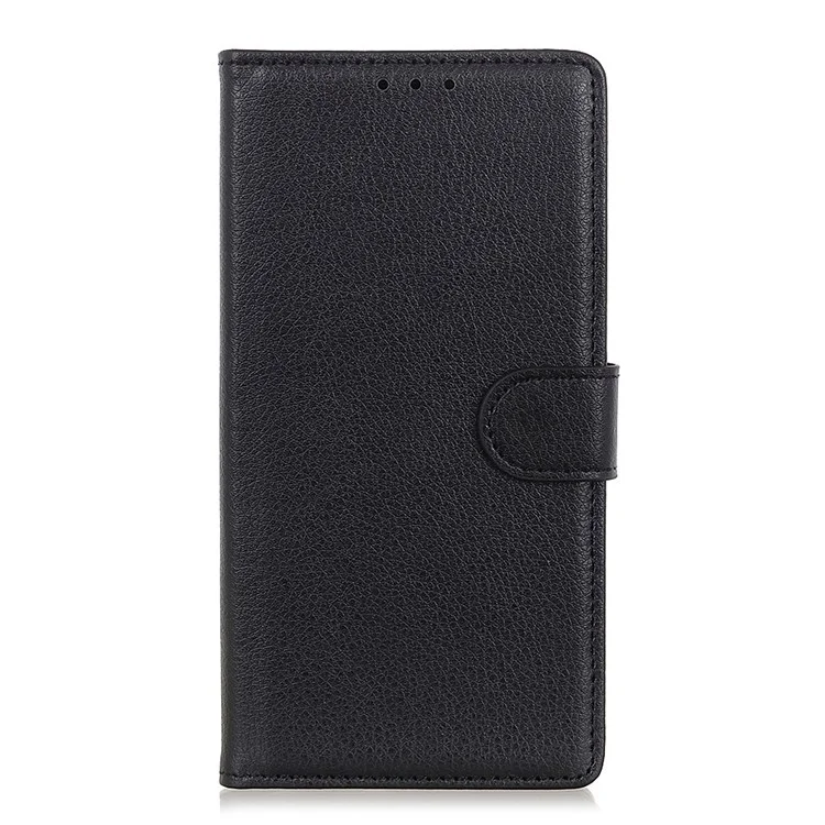 Caixa Telefônica de Estilo de Carteira Para Sony Xperia 10 IV, Suporte Ajustável Textura Litchi PU Couro de Couro Para Toda a Proteção - Preto