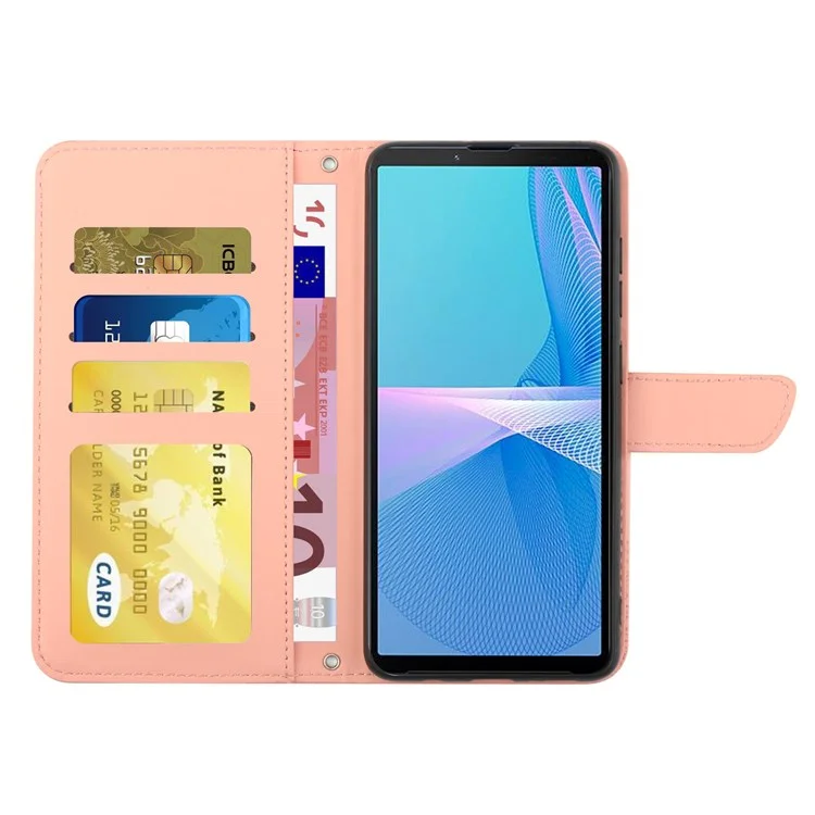 Для Sony Xperia 1 III 5G Skin-touch Cuethe Phone Bag Сумка Для Импринтинга Дизайна Стенда Без Рук с Помощью Плечевого Ремешка - Розовый