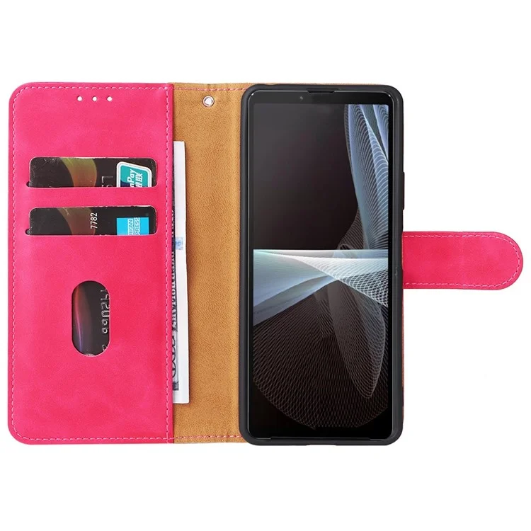 Case De Teléfonos Celulares Para Sony Xperia 10 IV, Feeling PU De Cuero PU De Tope De Piel + TPU TEPLO CUBIERTA DEL PELÍCULO Billetera - Rosa