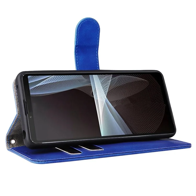 Custodia Per Telefono Cellulare Per Sony Xperia 10 IV, Sentenza Di Pelle Anti-scratch In Pelle + Portafoglio Di Coperchio Del Telefono TPU - Blu