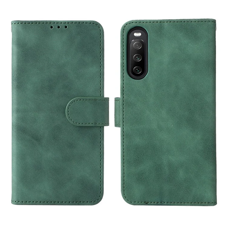 Capa De Telefone Celular Para Sony Xperia 10 IV, Skin Touch Sentindo A Carteira De Couro De Capa De Telefone PU Anti-arranhão + TPU - Verde