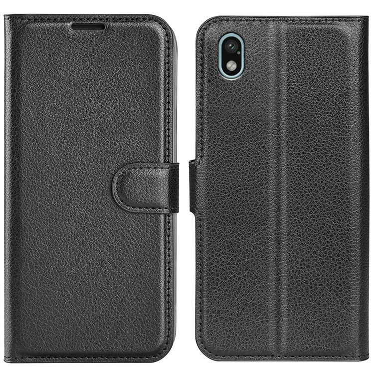 Для Sony Xperia Ace III Кожаный Кожаный Кошелек Case Case Litchi Texture Stand Book Shockpereper TPU Внутренняя Оболочка - Черный
