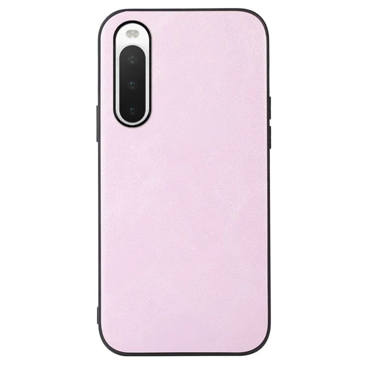 Capa Híbrida Revestida de Couro PU Texturizado para Sony Xperia 10 IV, Acessório de Capa Traseira de Cor Sólida para Celular - Rosa