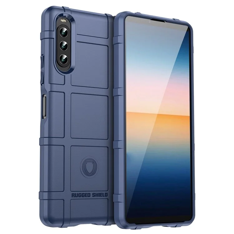 Para Sony Xperia 10 Iv, Caja Protectora de TPU de TPU Cubierta de Teléfono Móvil de Cuadrícula Cuadrada Resistente - Azul