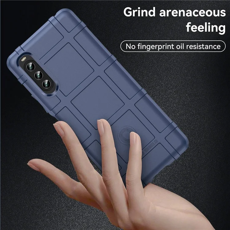 Para Sony Xperia 10 Iv, Caja Protectora de TPU de TPU Cubierta de Teléfono Móvil de Cuadrícula Cuadrada Resistente - Azul