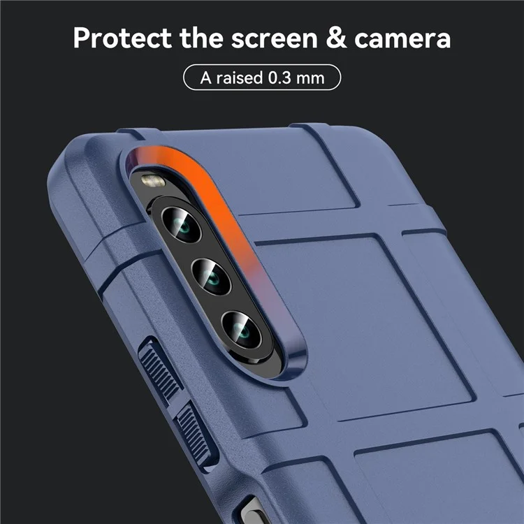 Para Sony Xperia 10 Iv, Caja Protectora de TPU de TPU Cubierta de Teléfono Móvil de Cuadrícula Cuadrada Resistente - Azul