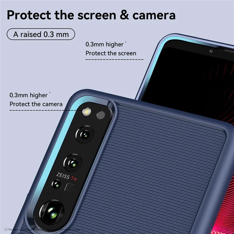 For Sony Xperia 1 IV Thunder Series Twill Texture Thickened TPU Anti-drop Protection Phone Cover Smartphone Case - Blue