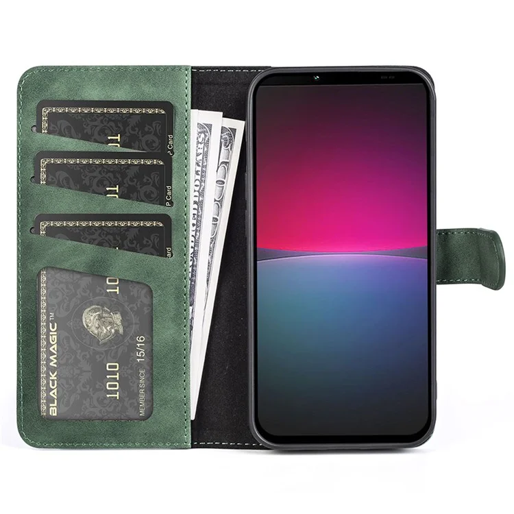 Pour Sony Xperia 10 IV Splicing Design Wallet Style Full Protection Leather Magnetic Drop-proof Cell Phone Case with Stand - Green