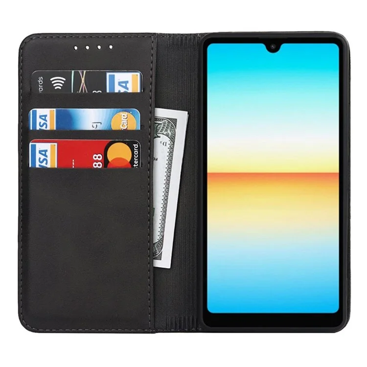 Для Sony Xperia Ace III Cute Wallet Case Case Plant Magnetic Book Auto Закрытая Царапина Устойчивая Полная Защитная Телефонная Крышка - Черный