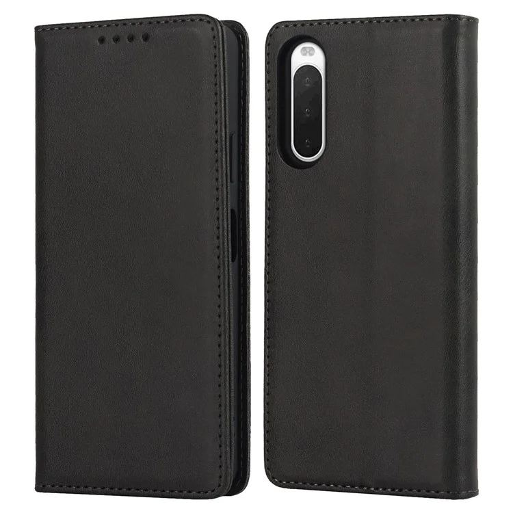 Phone Case for Sony Xperia 10 IV, Magnetic Closure Wallet Stand Cell Phone Covering Shell - Black