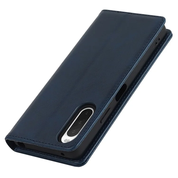 Caixa de Telefone Para Sony Xperia 10 IV, Coloque de Celular da Carteira de Fechamento Magnético Coveramento de Celular - Azul Escuro