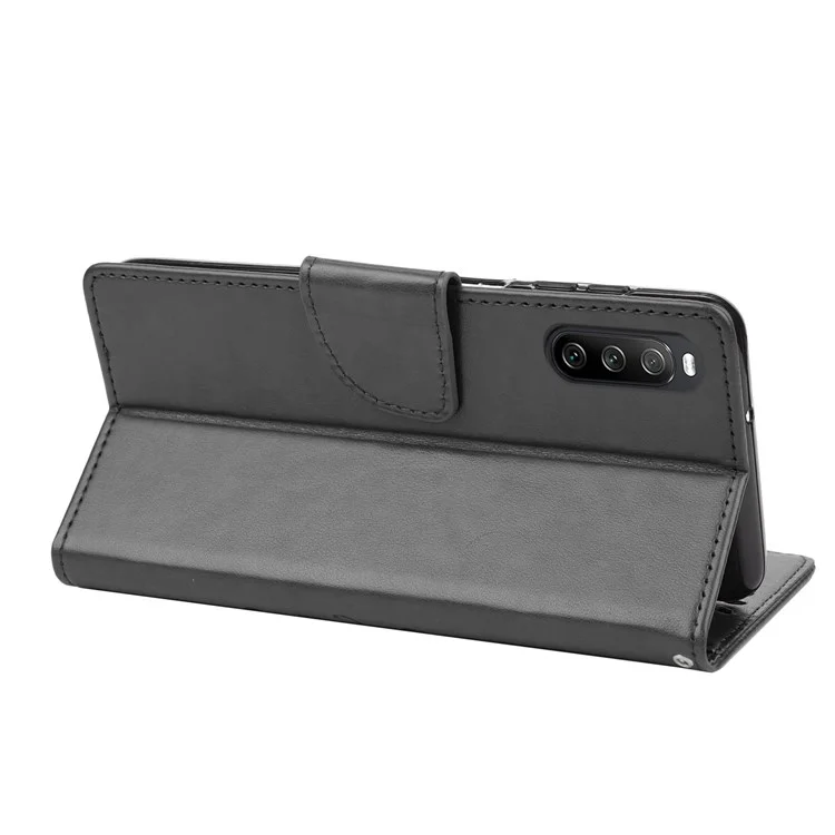Para la Caja de Billetera Impresa de Flores de Mariposa de Sony Xperia 10 Iv, la Cubierta de Soporte de Cuero PU Con Correa Para la Mano - Negro
