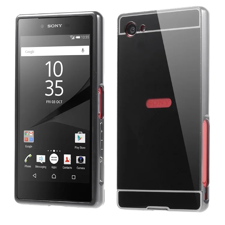Sliding Metal Frame Plastic Back Case for Sony Xperia Z5 Compact - Black