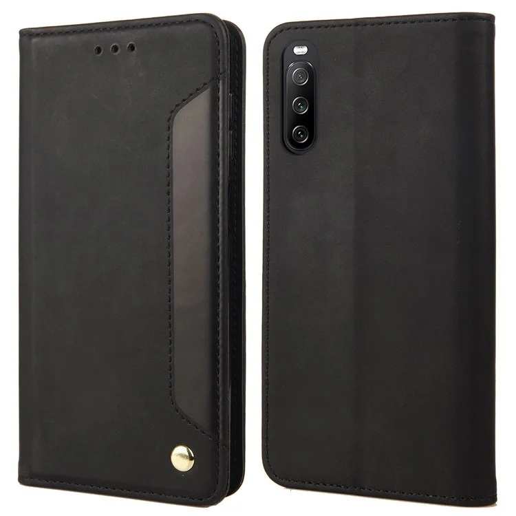 Para Sony Xperia 10 IV Feeling Feeling Case Spiling PU Leather+TPU Anti-drop Stand Willet Cover - Negro