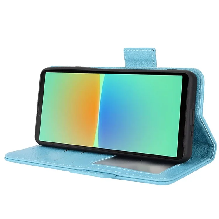 Für Sony Xperia 10 IV -telefonabdeckung, Seitenschnalle Litchi Textur Leder -telefonhülle Wallet Stand Design PU Ledertasche - Baby Blau