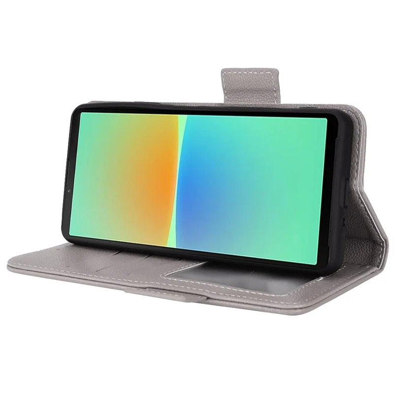 Fodral till Sony Xperia 10 IV, läderfodral med sidospänne och lökstruktur, plånbok med ställfunktion i PU-läder - Grå