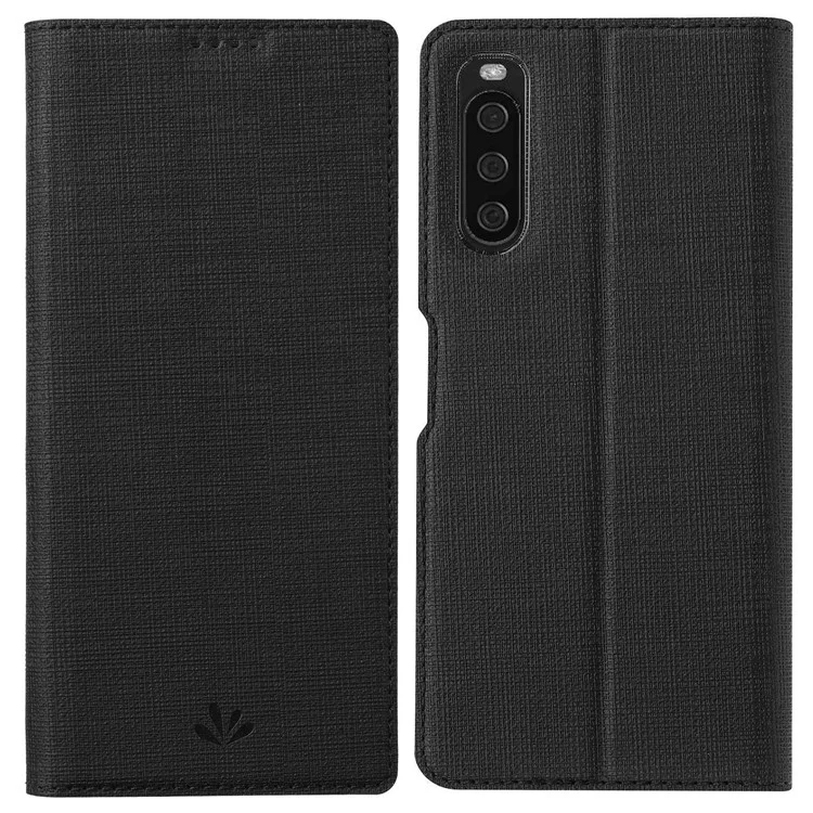 VILI DMX Serie für Sony Xperia 10 IV PU-Leder Auto Closing Magnetic Phone Case Kartenfach Ständer Schutzhülle - Schwarz