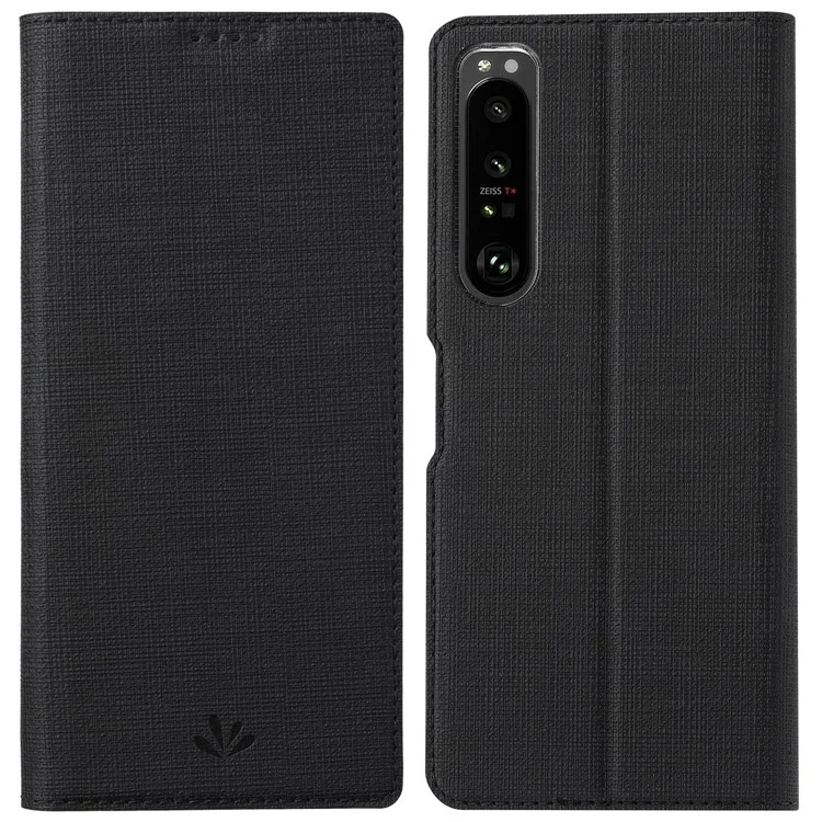Case de Teléfono de Cuero Vili DMX Series PU Para Sony Xperia 1 IV Case de Protección Cubierta Con Soporte de Tarjetas Con Soporte de Tarjeta - Negro