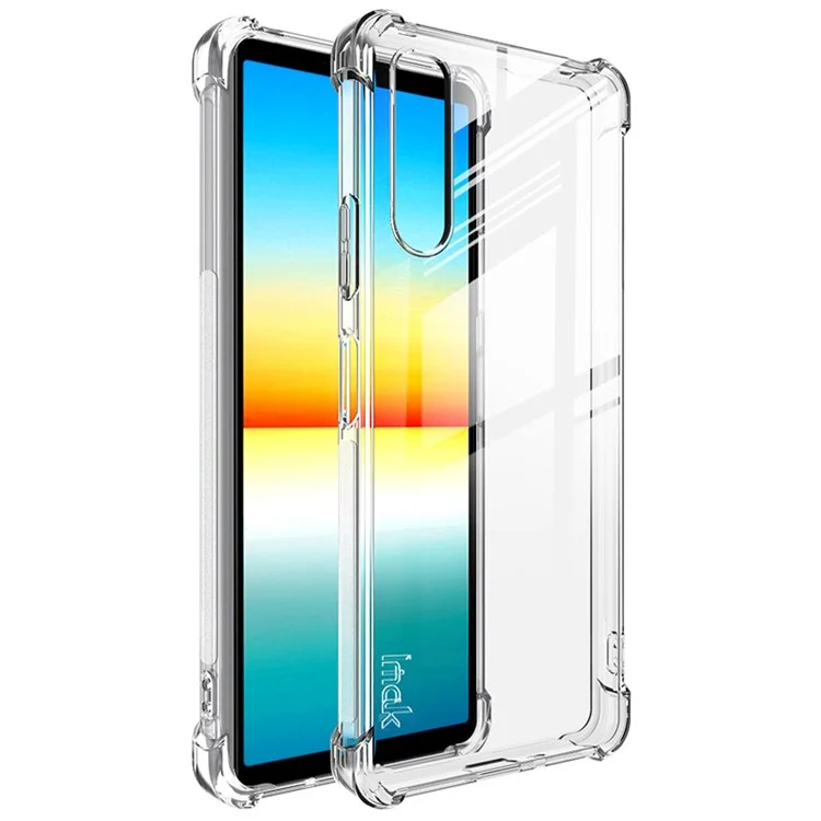 IMAK Pour Sony Xperia 10 IV Clear Case TPU TPU TPU Four Corner Armure Toche Thelle Antrack Antrack Antrach Couvert - Transparent