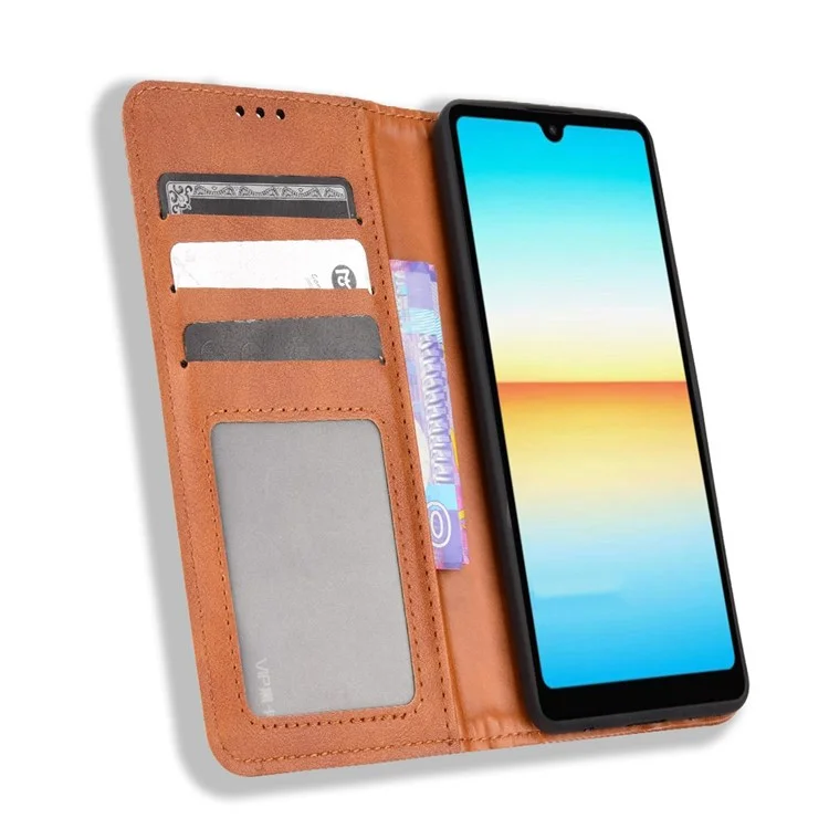 Для Sony Xperia Ace III Vintage Кожаный Кошелек PU Корпус. - Коричневый