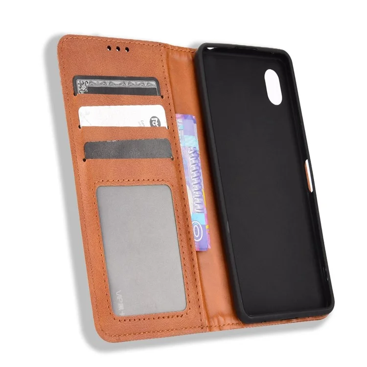 Для Sony Xperia Ace III Vintage Кожаный Кошелек PU Корпус. - Коричневый