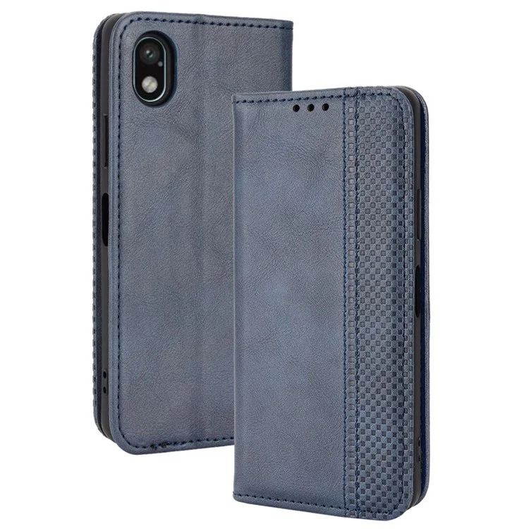 Für Sony Xperia Ace III Vintage PU Leder Brieftasche Geprägte Mosaik -magnetabsorptionsbuch Ständer Flip Cover - Blau