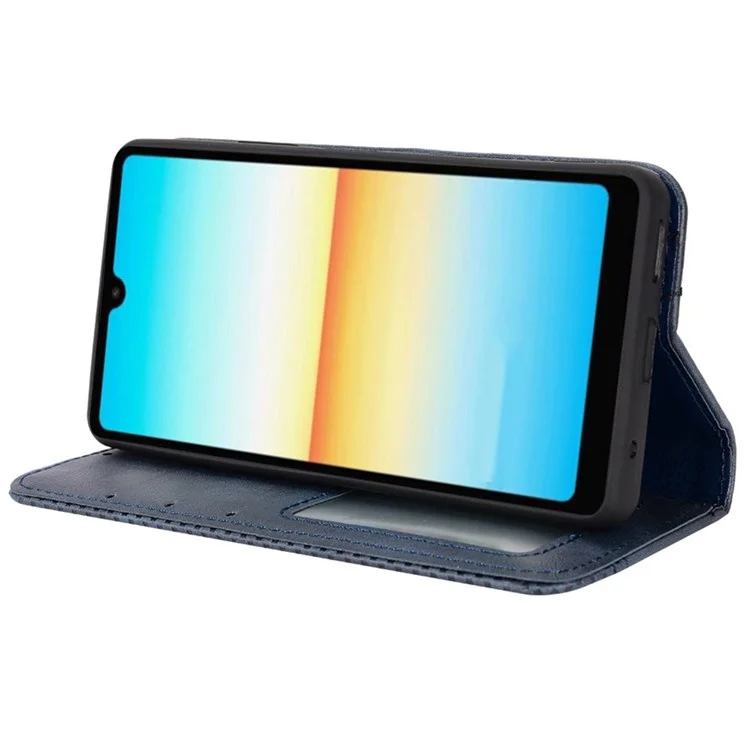 Für Sony Xperia Ace III Vintage PU Leder Brieftasche Geprägte Mosaik -magnetabsorptionsbuch Ständer Flip Cover - Blau