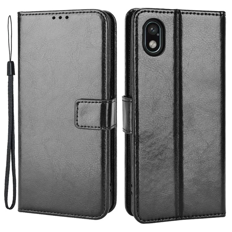Для Sony Xperia Ace III Case Case Crazy Horse Texture PU - Черный