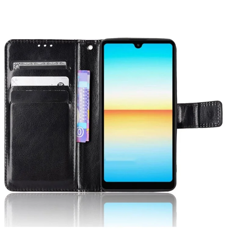 Для Sony Xperia Ace III Case Case Crazy Horse Texture PU - Черный