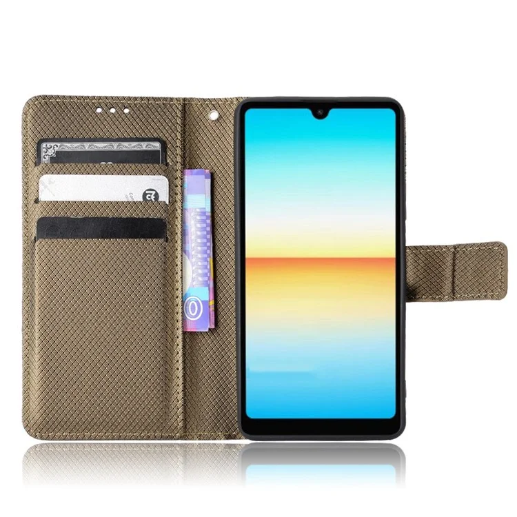 Для Sony Xperia Ace III Анти-шок Алмазной Текстур Стенд PU - Белый